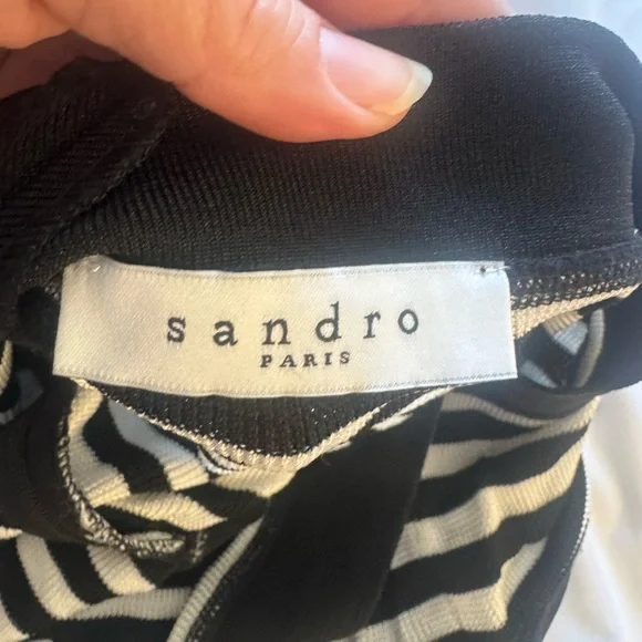 Sandro Paris Striped Knit Dress Viscose Sleeveless Size 2 - Picture 2 of 8